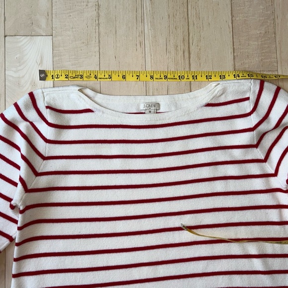 J. Crew Women’s Striped 100% Cotton Side Zip Boatneck Sweater Red White Medium - Picture 6 of 16